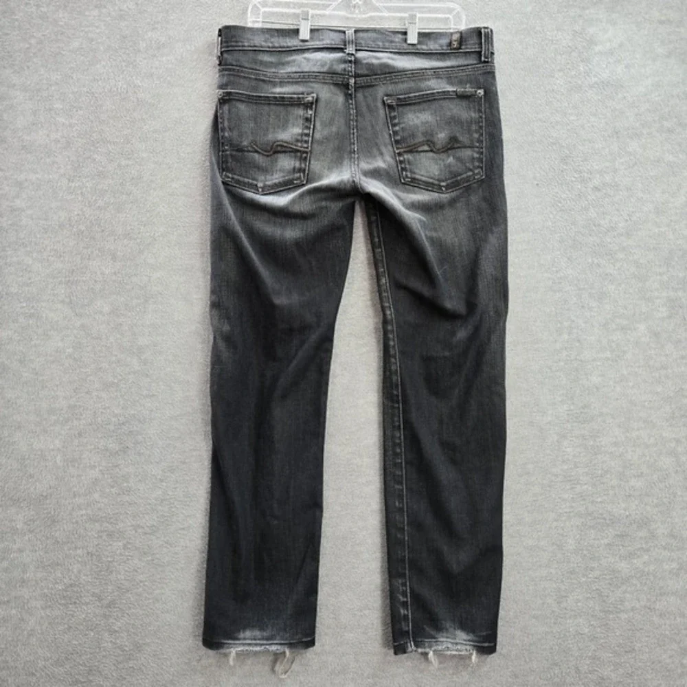 7 For All Mankind Men Jeans 34 Black Grey Denim‎ Standard Classic Logo READ